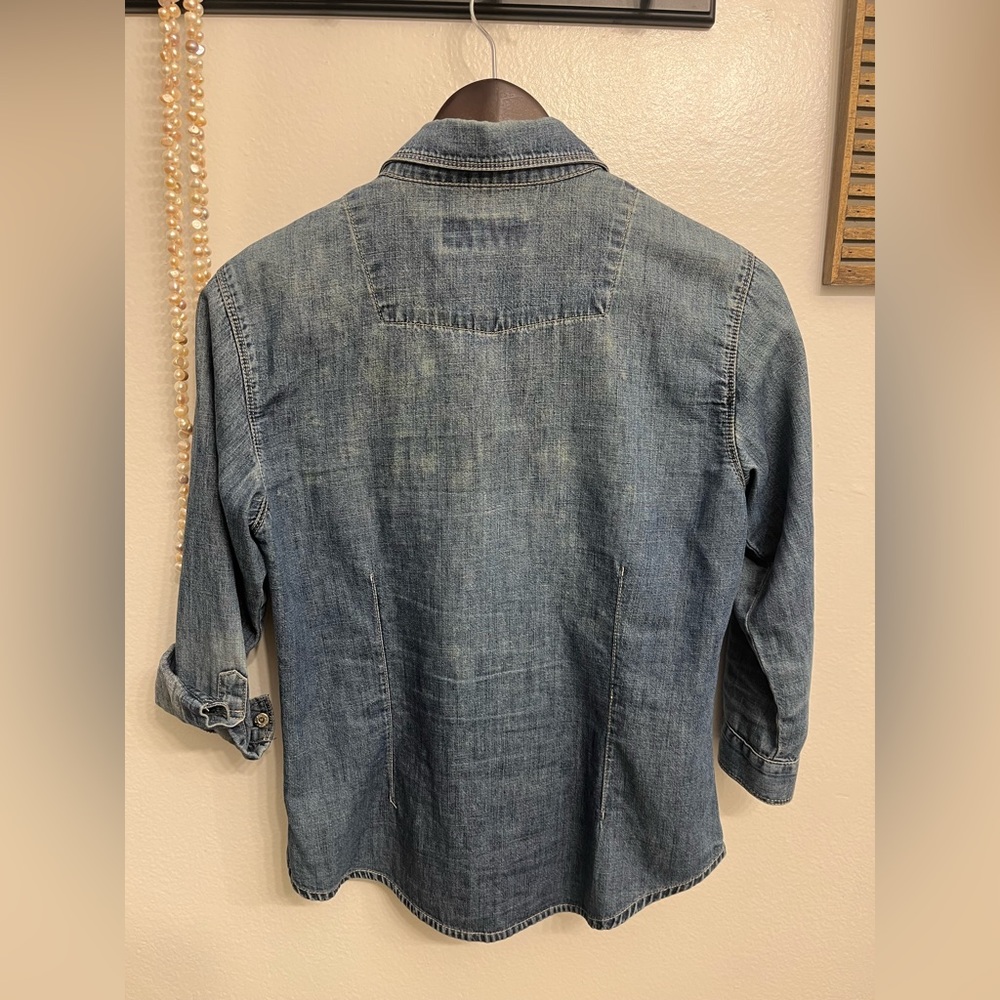 Vintage Denim Shirt Small/Medium 3/4 sleeve - Picture 7 of 9